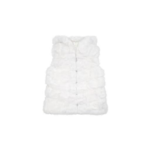 QUEEN HELENA pellicciotto smanicato caldo giacca invernale casual elegante donna plc03-1 (it, testo, taglia unica, regular, regular, standard, bianco)