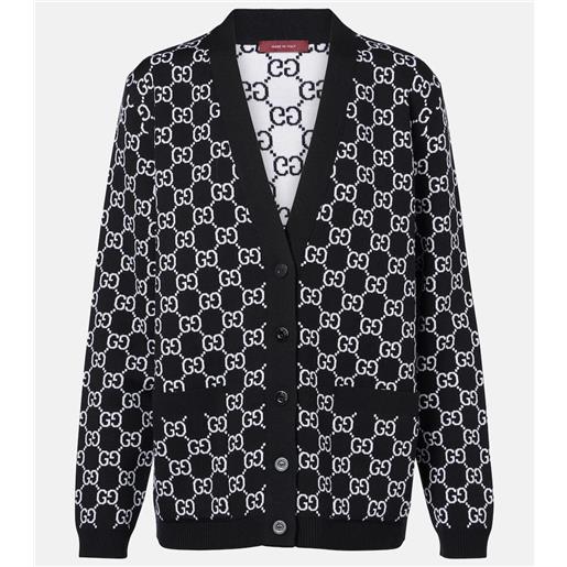 Gucci cardigan in jaquard gg di misto lana