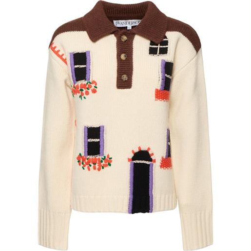 JW ANDERSON polo in maglia di lana