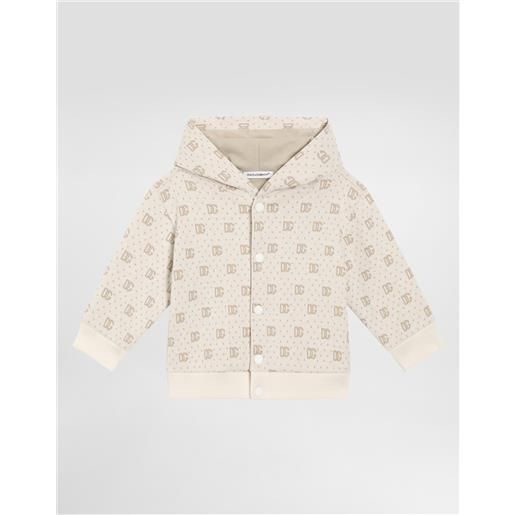 Dolce & Gabbana felpa con cappuccio in jacquard logo dg e pois