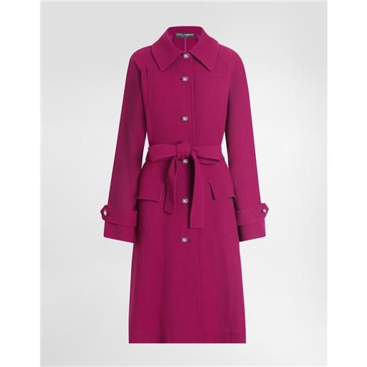 Dolce & Gabbana cappotto monopetto con cintura in crêpe di lana