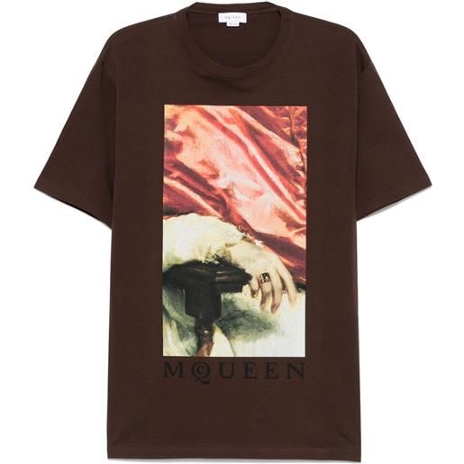 Alexander McQueen t-shirt con stampa grafica - marrone