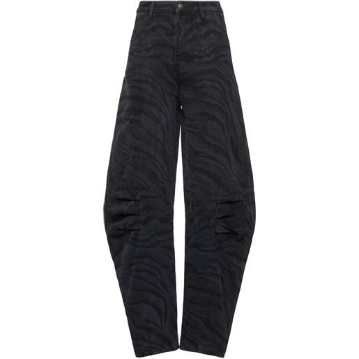 ROTATE jeans cargo in twill di cotone zebrato