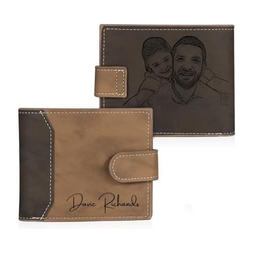 RolaOnly personalizzato portafoglio grigio da uomo/donna con foto nomi inciso in pelle regalo per festa del papà/compleanno/giorno di natale/san valentino