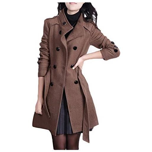 Lulupi trench lungo invernale donna cappotto doppio petto ufficio parka con cintura cappotti di lana manica lungo giacca