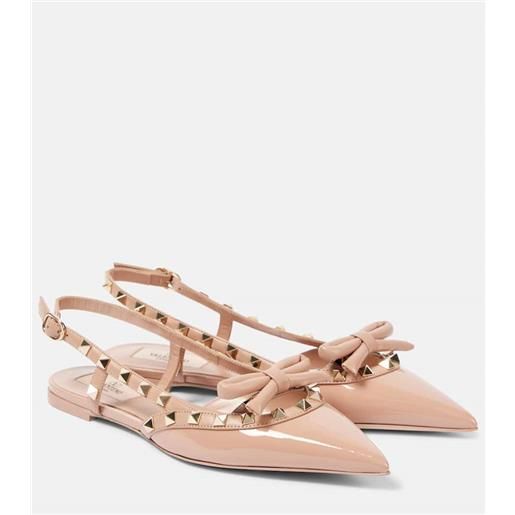 Valentino Garavani ballerine slingback rockstud bow in vernice