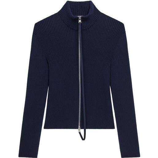 Courrèges cardigan in maglia con zip - blu