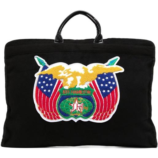 Jeff Hamilton borsa da viaggio con ricamo - nero