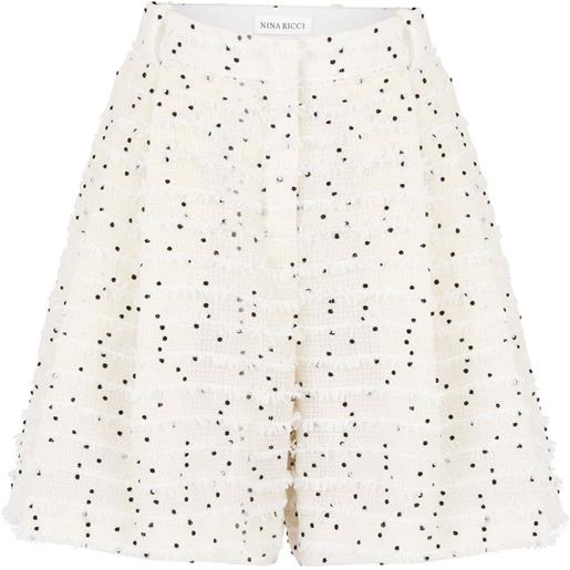 Nina Ricci bermuda in tweed con pieghe - bianco