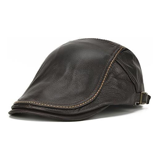 Roffatide uomo baschi scozzesi in pelle golf berretto baschi e berretti cappello piatto regolabile marrone scuro