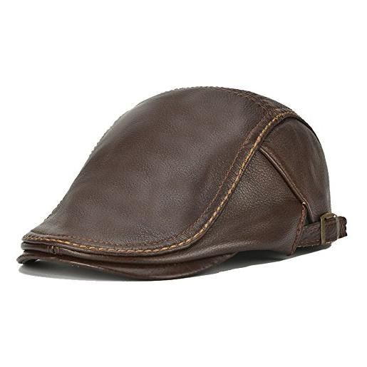 Berretto Basco Uomo In Pelle Sintetica Con Visiera Piatta – Regolabile 55-60 Cm, Autunno Inverno