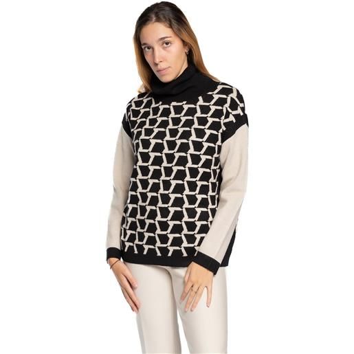 Laura Biagiotti dolcevita jacquard geometrico bianco e nero laura biagiotti lb24i3003