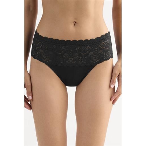 Intimissimi slip alto in pizzo e cotone nero
