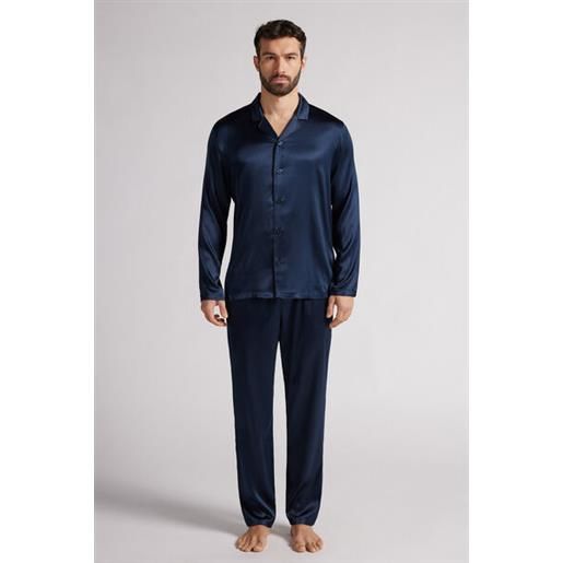 Intimissimi pigiama lungo in seta blu