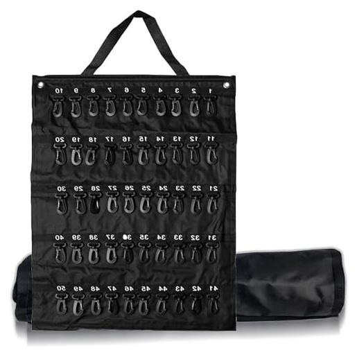 Supertool custodia per chiavi arrotolabile, portatile, arrotolabile, per personale dell'hotel, guardie di sicurezza, agenti immobiliari, addetti alla manutenzione (30/40/50 posizioni), nero , 50 hooks