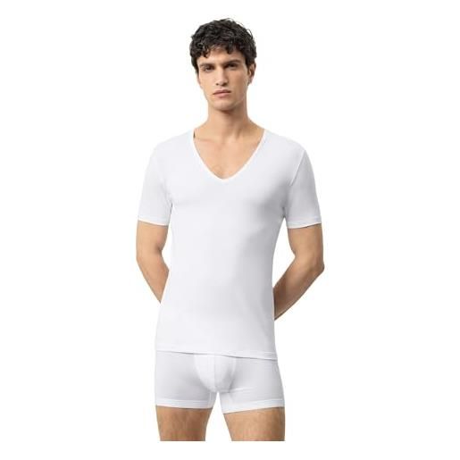Mey 46038 men's white dry cotton v-neck short sleeve top medium