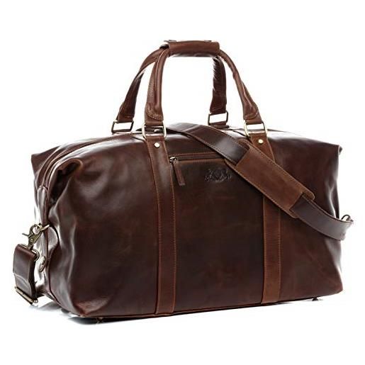 SID & VAIN borsa da viaggio vera pelle vintage zane grande xl i borsone uomo i borsa da weekend marrone fatta a mano