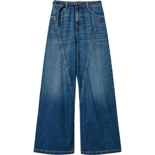 TWINSET jeans a gamba ampia con cintura - blu