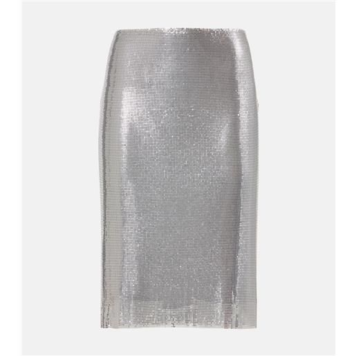 Versace gonna a tubino in maglia metallica