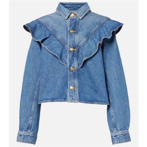 Ulla Johnson camicia di jeans mathilde con volant