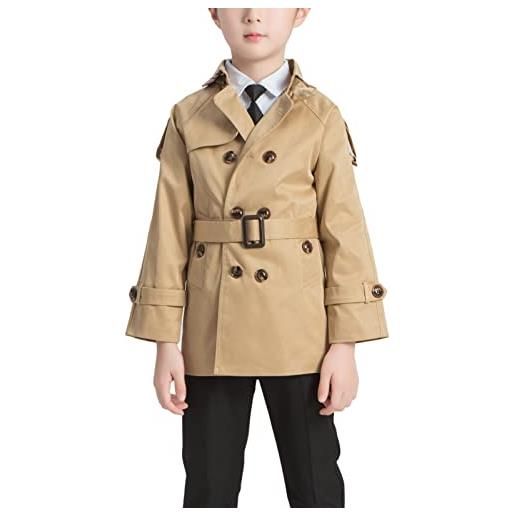 amropi bambini e ragazzi trench cappotto con cintura giacca a vento cappotti nero, 2-3 anni