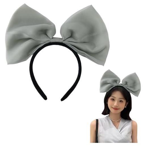 Guqqeuc fascia per capelli con fiocco verde per ragazze e donne, accessori per capelli natalizi con nodo grande fiocco per capelli da donna per natale compleanno copricapo