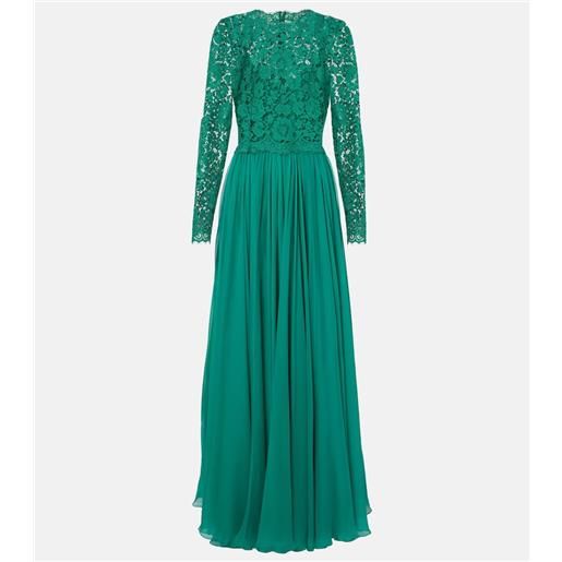 Dolce&Gabbana abito lungo in pizzo e misto seta