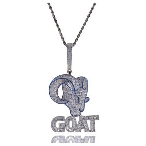 Tata Gisèle Collana a catena placcata in oro 18 carati e ossido di zirconio, con ciondolo in zircone blu acqua, sacchetto di velluto in omaggio, Zirconia, Zirconia cubica