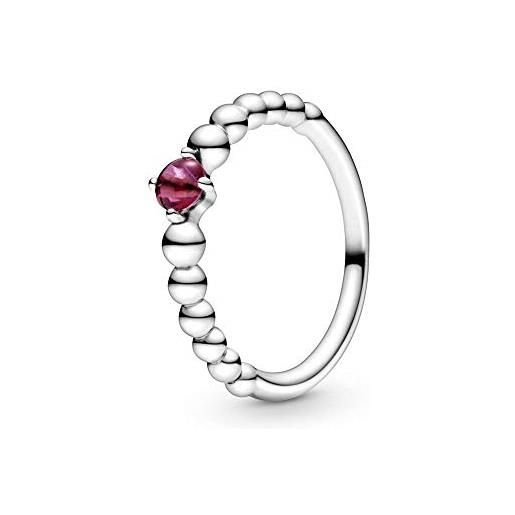 PANDORA anello in argento sterling con cristallo rosso acceso, size 48, metallo prezioso, zirconia cubica
