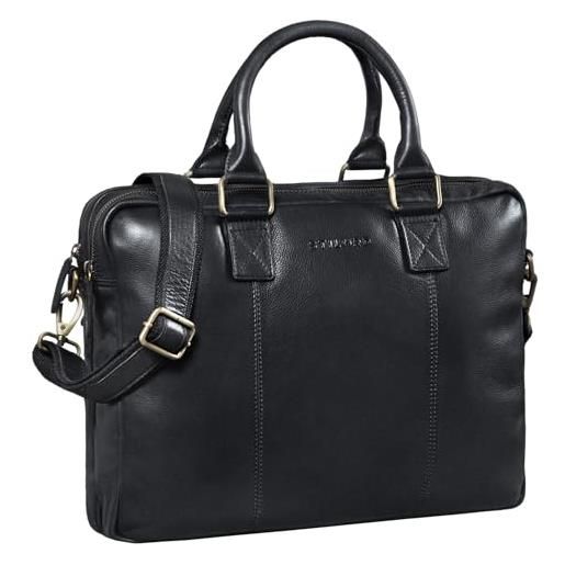 STILORD "zacharias" borsa da lavoro uomo in pelle ventiquattrore donna per ufficio in vero cuoio borsa porta pc 15.6 pollici attaccabile ai carrelli colore: nero