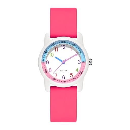 findtime orologio da bambino con cinturino educativo per ragazze, ragazzi e bambini, design sportivo, impermeabile, 4-12 anni, facile da leggere, in silicone, braccialetti con orologio, rotondo, 