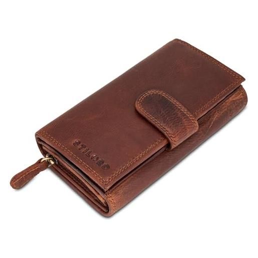 DUDU Portafoglio Donna Grande Vera Pelle con Protezione RFID, Porta Carte di Credito con Portamonete Borsellino Clic Clac, Portafogli Porta Banconote Colorato – 1937