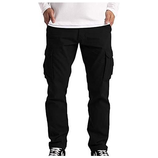 Generico salopette uomo jeans taglie forti pantaloni da da uomo cargo pantaloni wear lavoro 6 pocket full men's pantaloni jeans uomo elasticizzati (black, xxxxxl)