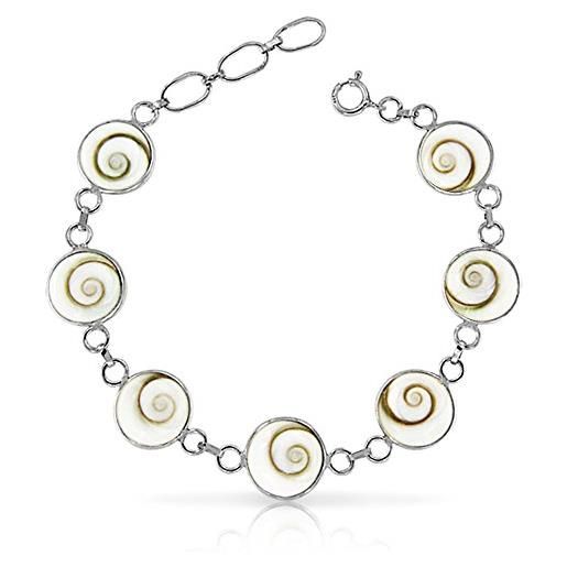 PERORNO Bracciale Donna Argento 925 Sterling con Madreperla Rosa Elegante e Sofisticato, Taglia Mediana