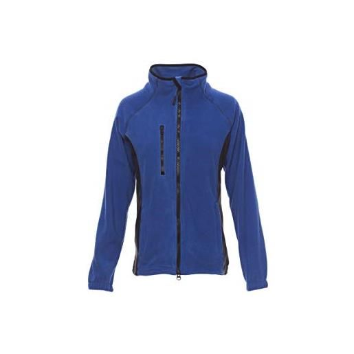 PAYPER aspen+ lady pile giacca sfiancata da donna 100% poliestere chiusura zip intera manica raglan elastici stringi polso tasca frontale blu royal/nero (l)