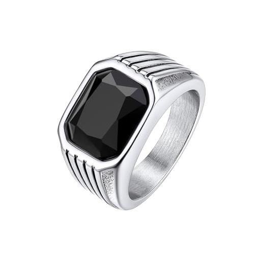 Anello UOMO mignolo in Argento 925 con Pietra Nera - CLASSIC light ab