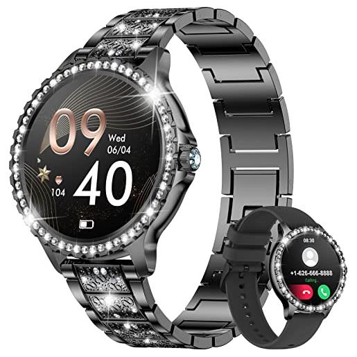LIGE smartwatch donna con chiamate whatsapp, 1.32 diamante orologio smartwatch con sonno, contapassi, fisiologia femminile smart watch per android ios