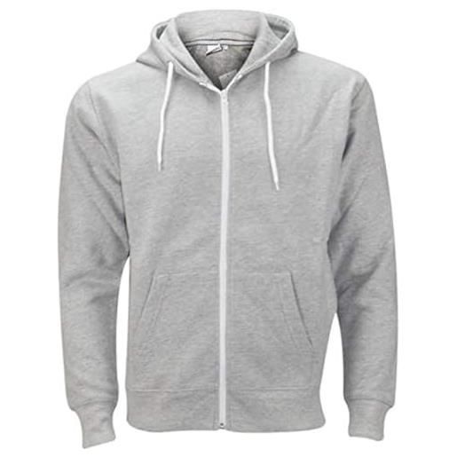 Indigo Soul - felpa da uomo in pile con cappuccio e zip, tinta unita, nero , s