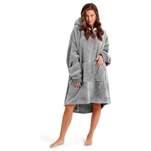 Snuggaroo coperta oversize con cappuccio da uomo e donna, in pile sherpa, taglia unica, grigio, etichettalia unica
