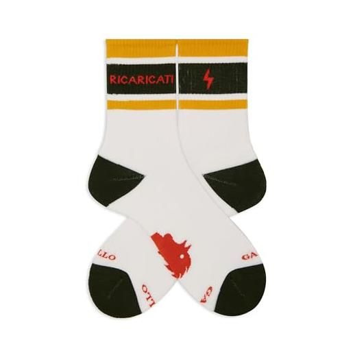 Gallo calze corte unisex spugna di bianco slogan ricaricati