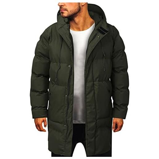 VaiKanhai cappotto invernale da uomo termico invernale antivento piumino tinta unita giacca invernale calda trapuntata leggera giacca invernale da uomo con cappuccio taglie grandi m-8xl, verde, 3xl