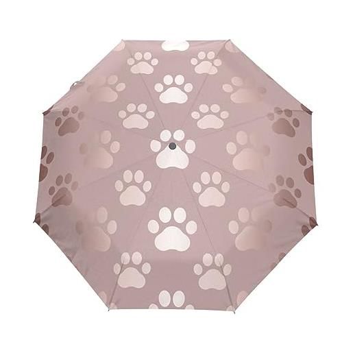 GAIREG ombrello da viaggio in oro rosa con zampa di cane automatico aperto e chiuso antivento ombrello pieghevole compatto