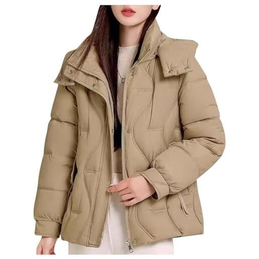 Goolecrimp giacca imbottita trapuntata calda da donna con cappuccio giacca imbottita trapuntata grande con tasche giacca invernale calda antivento corta cappotto trapuntato con cappuccio (caffè, xxl)
