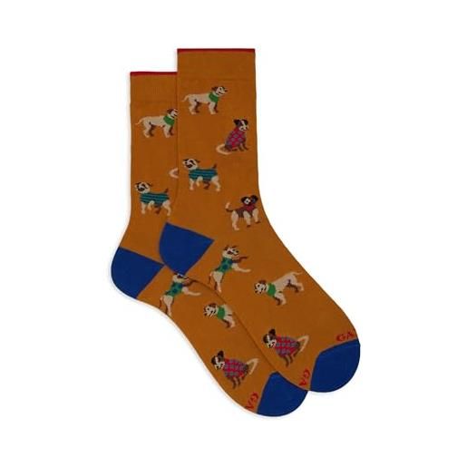 Gallo calze corte uomo giallo fantasia cani