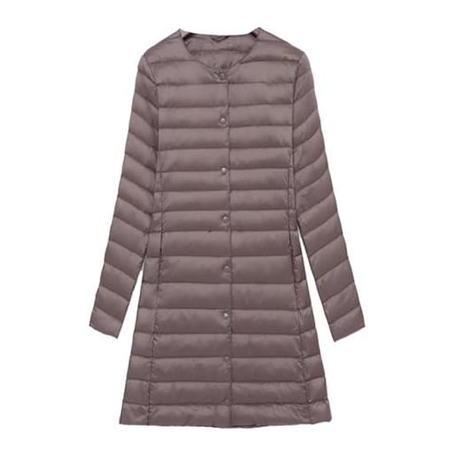 Tiasdnhod donna lungo giacche di piuma con giacche piumino lungo ultra leggero packable cappotto invernali all'aperto (khaki, xl)