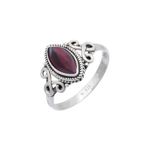 Anello Boho Donna In Argento Sterling 925 Con Pietra Naturale Ovale – Amazzonite, Granato, Agata, Fatto A Mano India, Misura 18