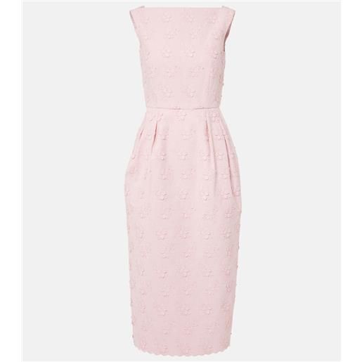 Erdem abito midi in canvas con ricami floreali