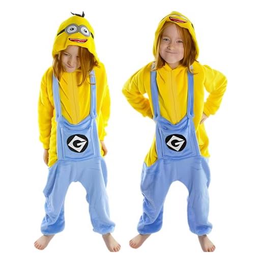 nerd hunters kigurumi onesie costume per bambini - pigiama animale, unisex, taglia 95 - 145 cm, minion, 120 cm