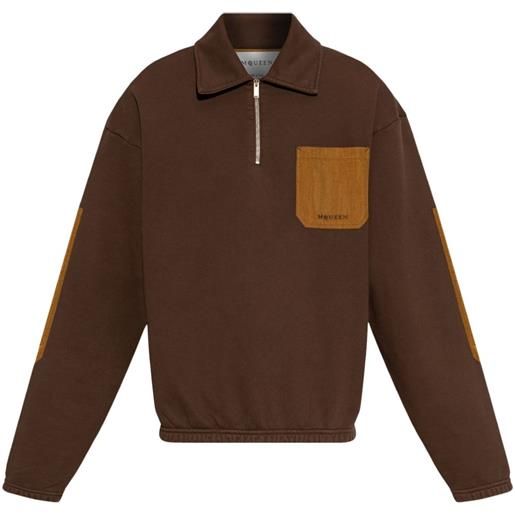Alexander McQueen felpa con taschino a contrasto - marrone