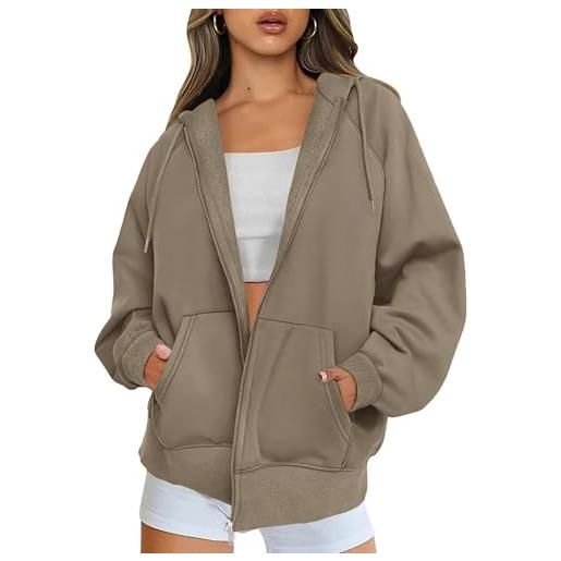 Felpa Oversize Felpa Con Cappuccio Donna Zip Frontale Giacca